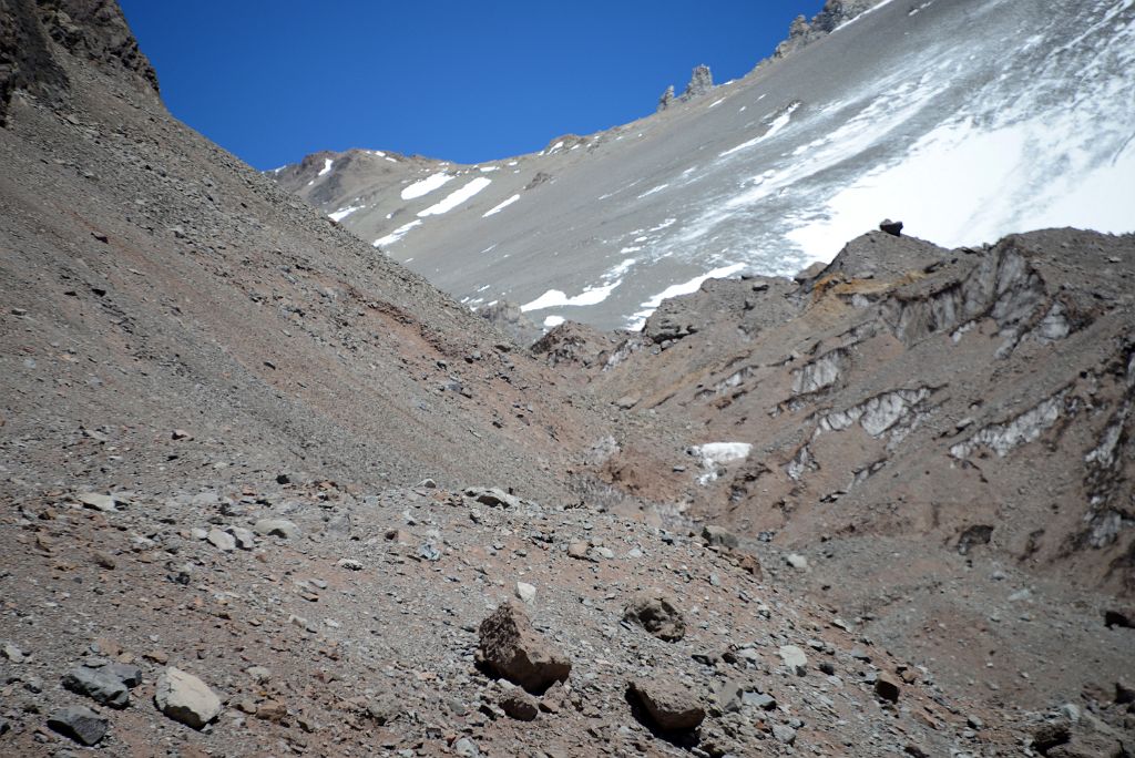 03 Looking At The Beginning Of The Climb On The Moraine From Plaza Argentina Base Camp Towards Camp 1